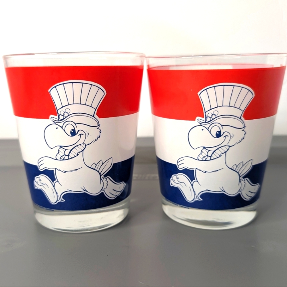 Olympics‎ 1984 LA lot 2 vintage glass drinking glasses authentic memorabilia